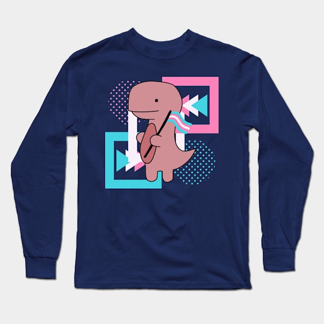 Trans Pride Cute Dinosaur Long Sleeve T-Shirt by Prideopenspaces